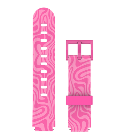 Xplora vaihtoranneke älykelloon, pinkki ranneke aaltokuviolla.