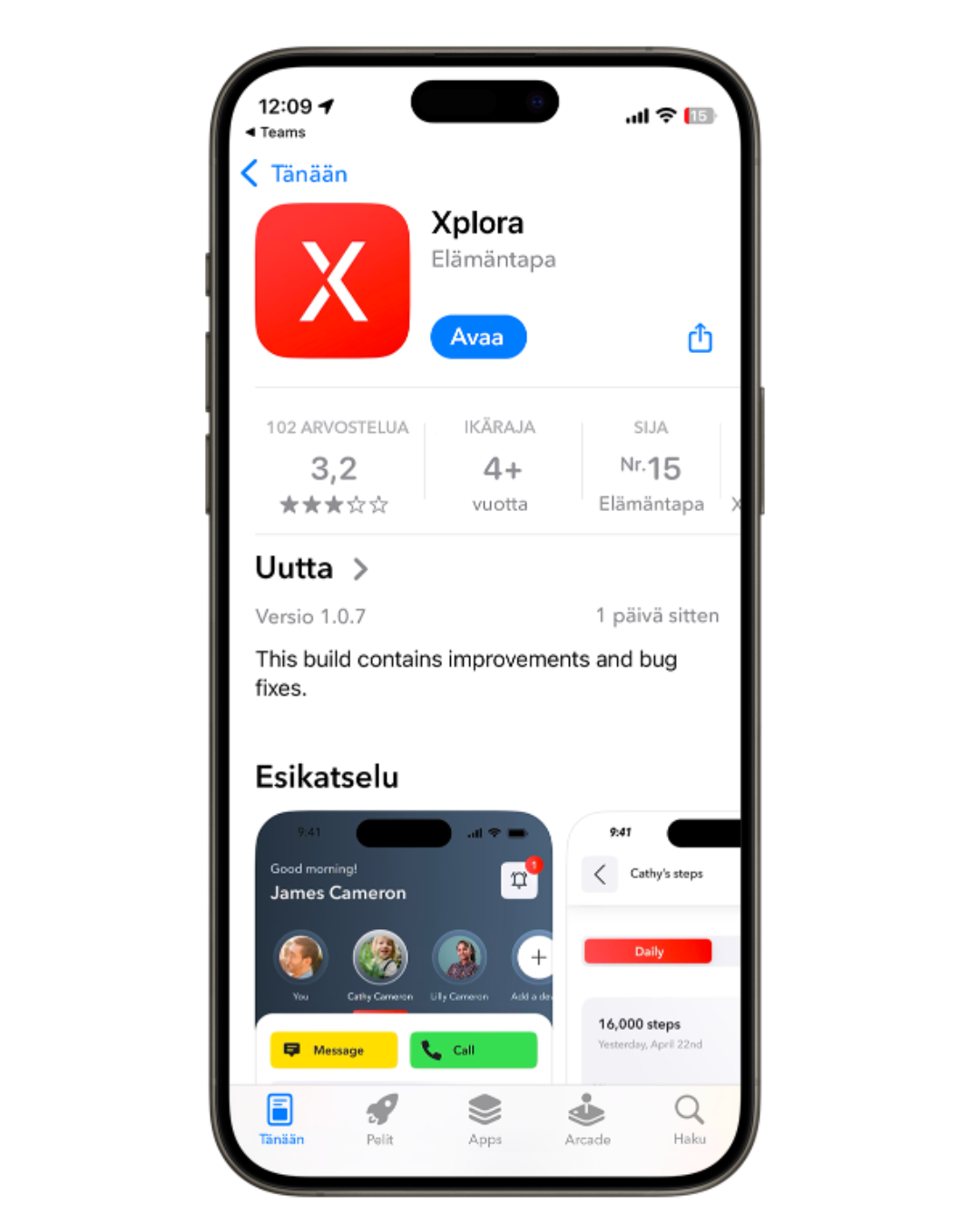 Xplora-sovellus App Storessa – lasten kellopuhelimen hallinta ja yhteys vanhempien puhelimeen